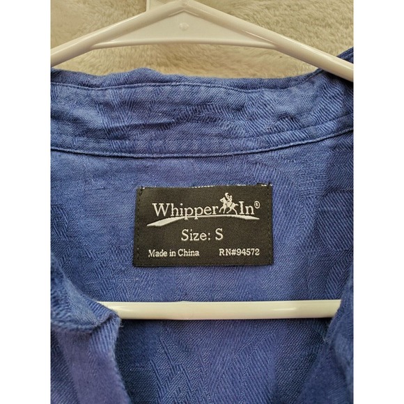 Whipper In Shirt Men's Small Blue Linen Long Sleeve Pockets Collared Button Down - Picture 7 of 8